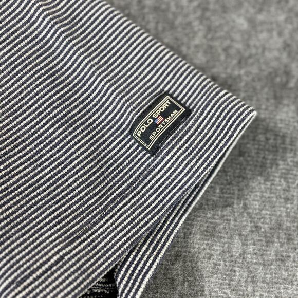 Polo Sport Ralph Lauren Polo Shirt Mens Large Navy Blue White Striped Sportsman - Picture 3 of 6